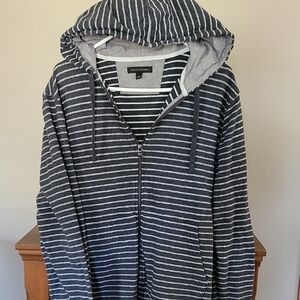 Banana Republic Black and Gray Striped Zip-Up Sweater